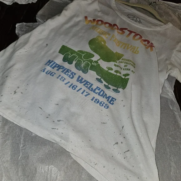 Chaser 1969 Woodstock Music Festival White T-Shirt Size M - Picture 2 of 7